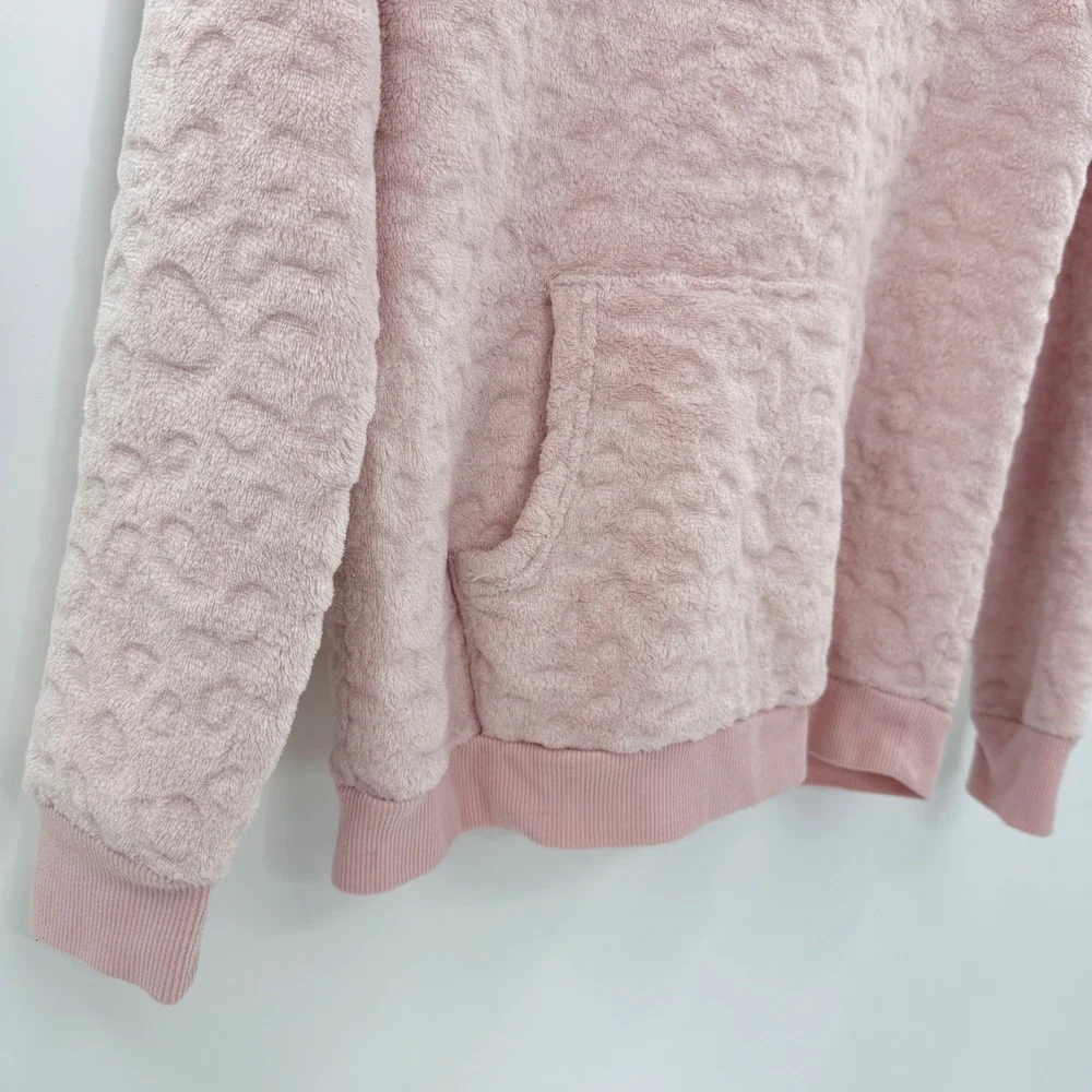 BCBGIRLS Pink Plush Fuzzy Pullover Sweatshirt‎ with Pocket - Size L (14/16)